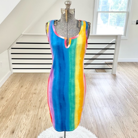Dresses & Skirts - NWT S M L colorful striped bodycon midi stretchy dress